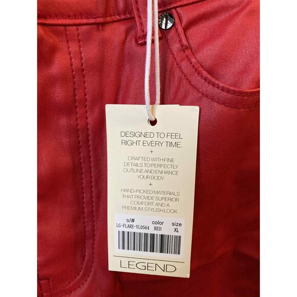 Legend | Red Vegan Leather High Waist Flare Pants | XL - Picture 2 of 5